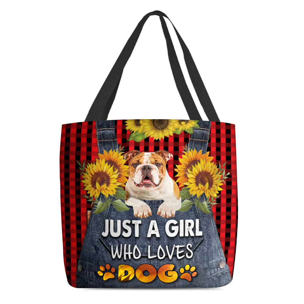 Bulldog_001-Just A Girl Who Loves Dog Tote Bag
