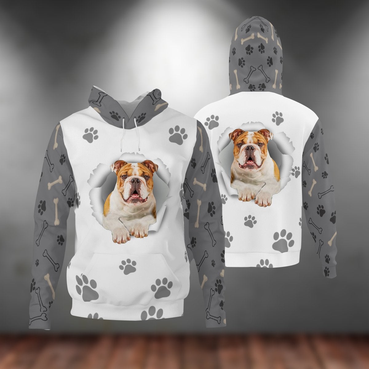 Bulldog 2-Paw Dog Unisex Hoodie