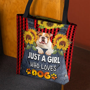 Bulldog_001-Just A Girl Who Loves Dog Tote Bag
