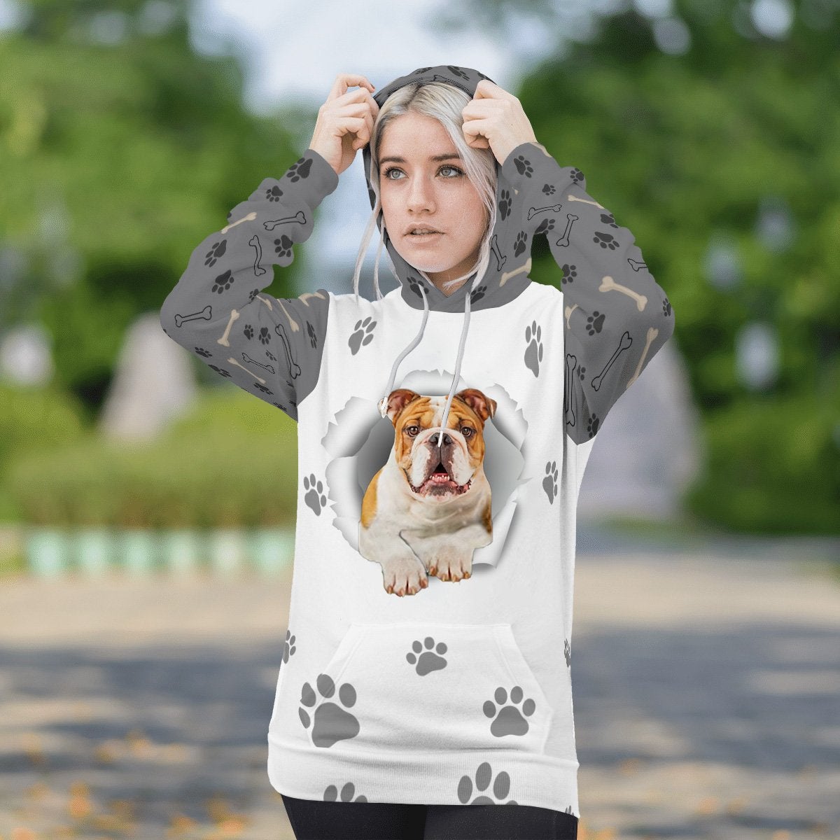 Bulldog 2-Paw Dog Unisex Hoodie