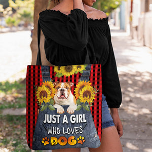 Bulldog_001-Just A Girl Who Loves Dog Tote Bag