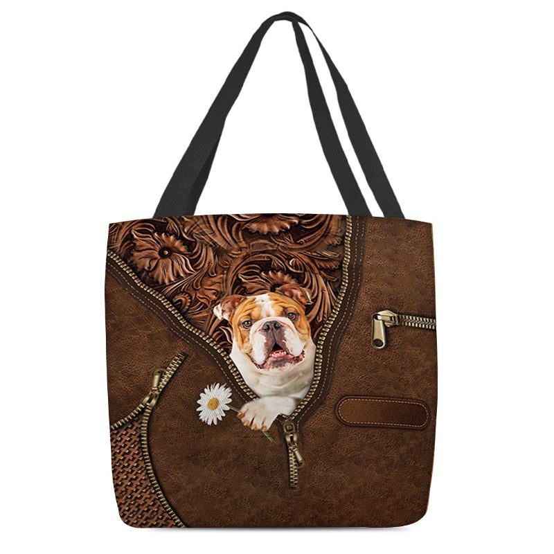 Bulldog Holding Daisy Tote Bag