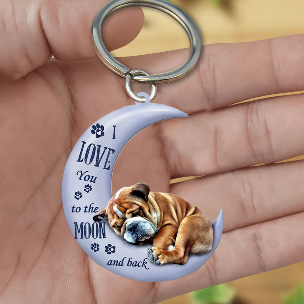 Bulldog I Love You To The Moon And Back Flat Acrylic Keychain