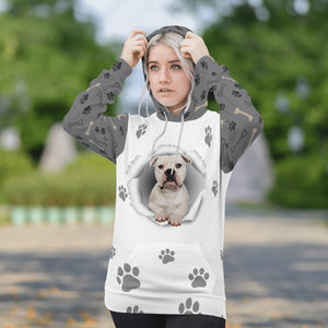 White Bulldog-Paw Dog Unisex Hoodie