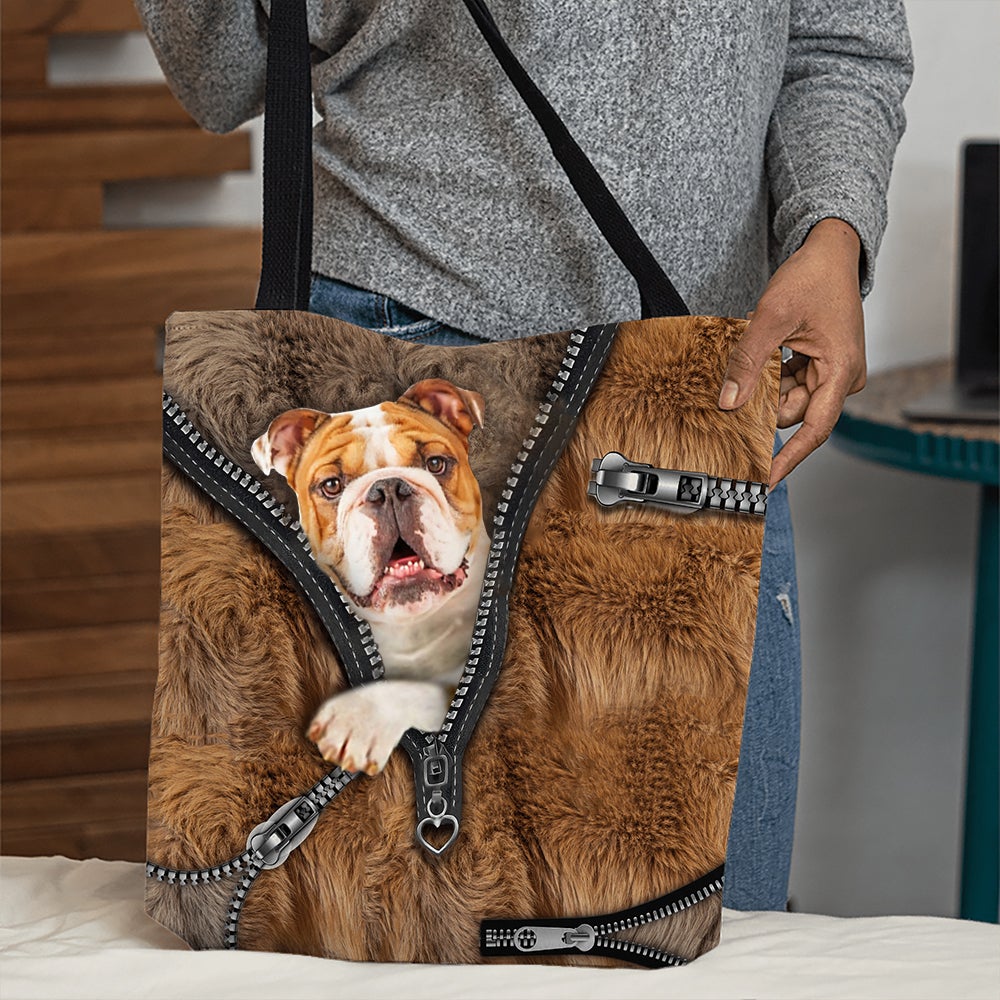 Bulldog 3 All Over Printed Tote Bag