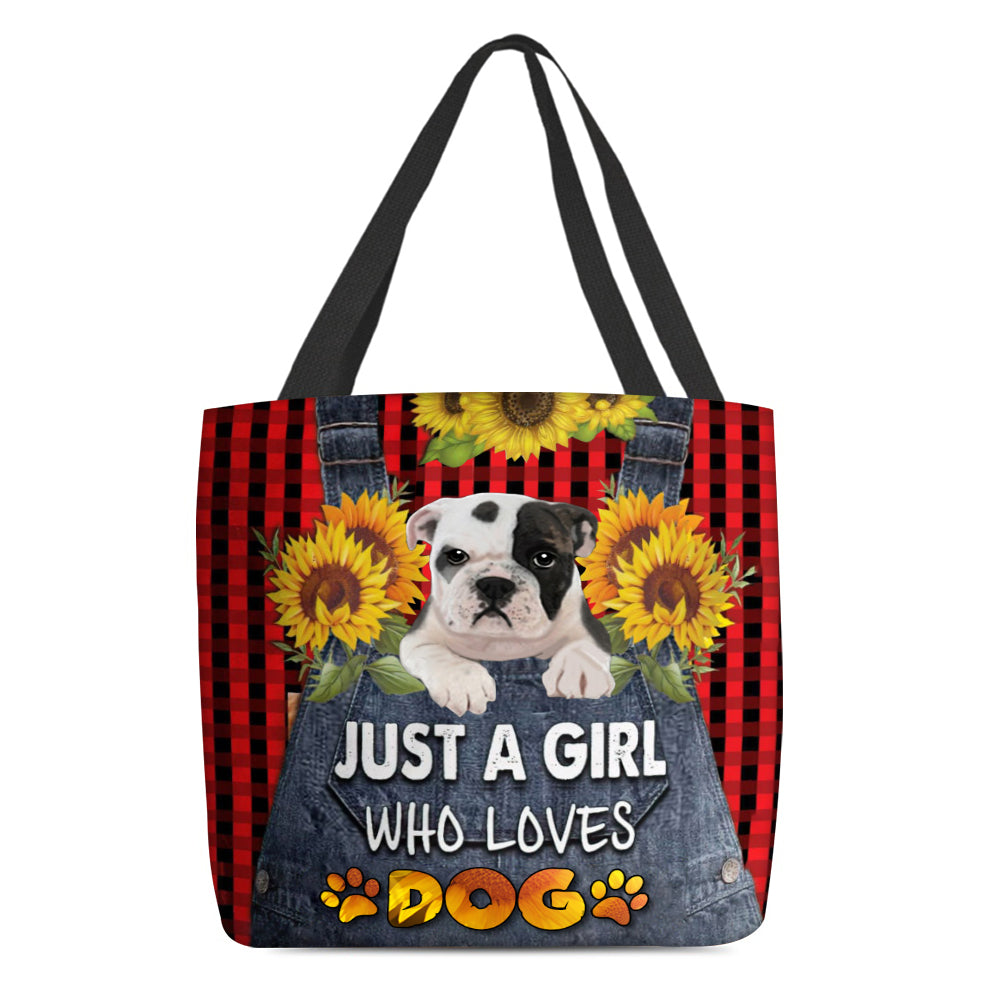 Bulldog_002-Just A Girl Who Loves Dog Tote Bag