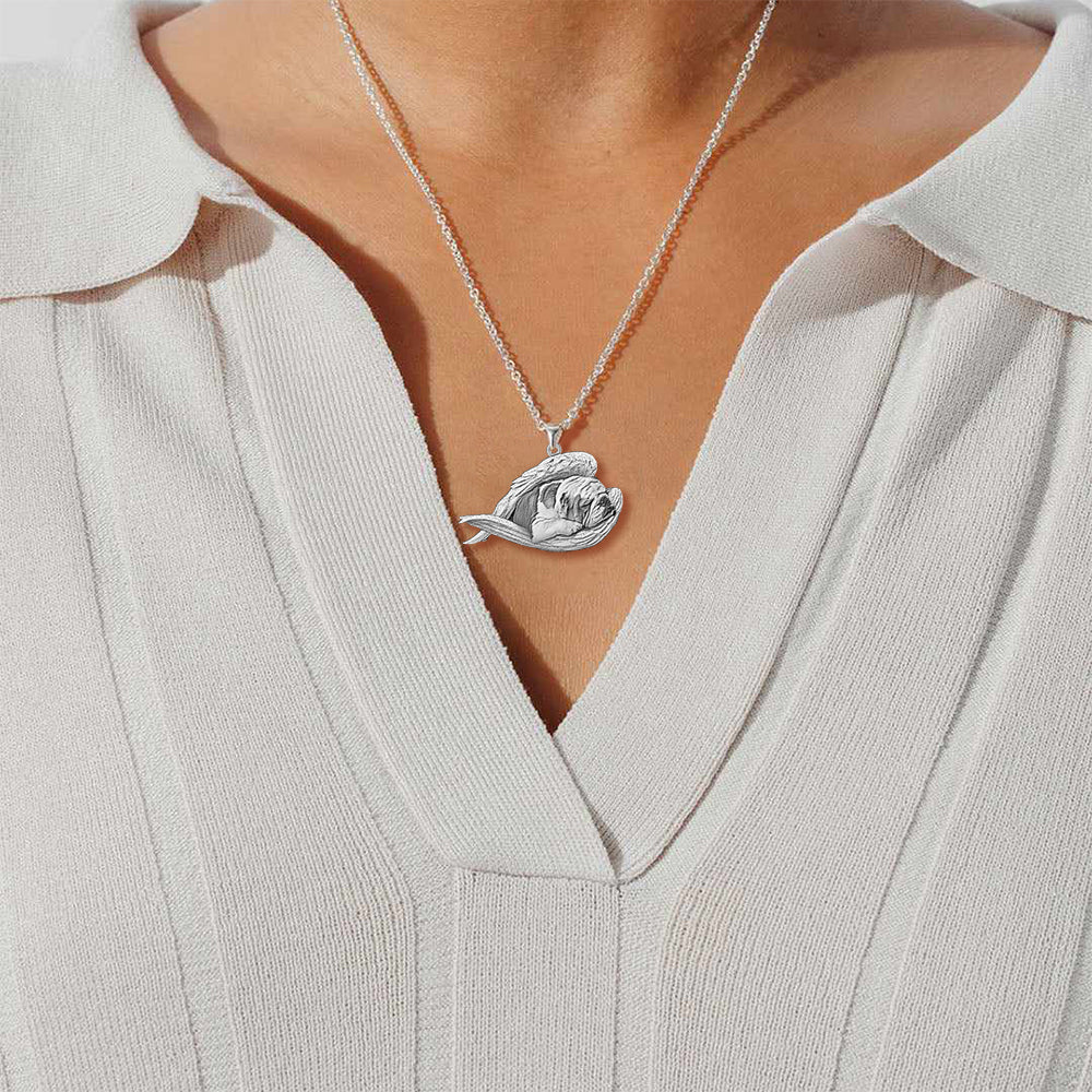 Bulldog Sleeping Angel Necklace
