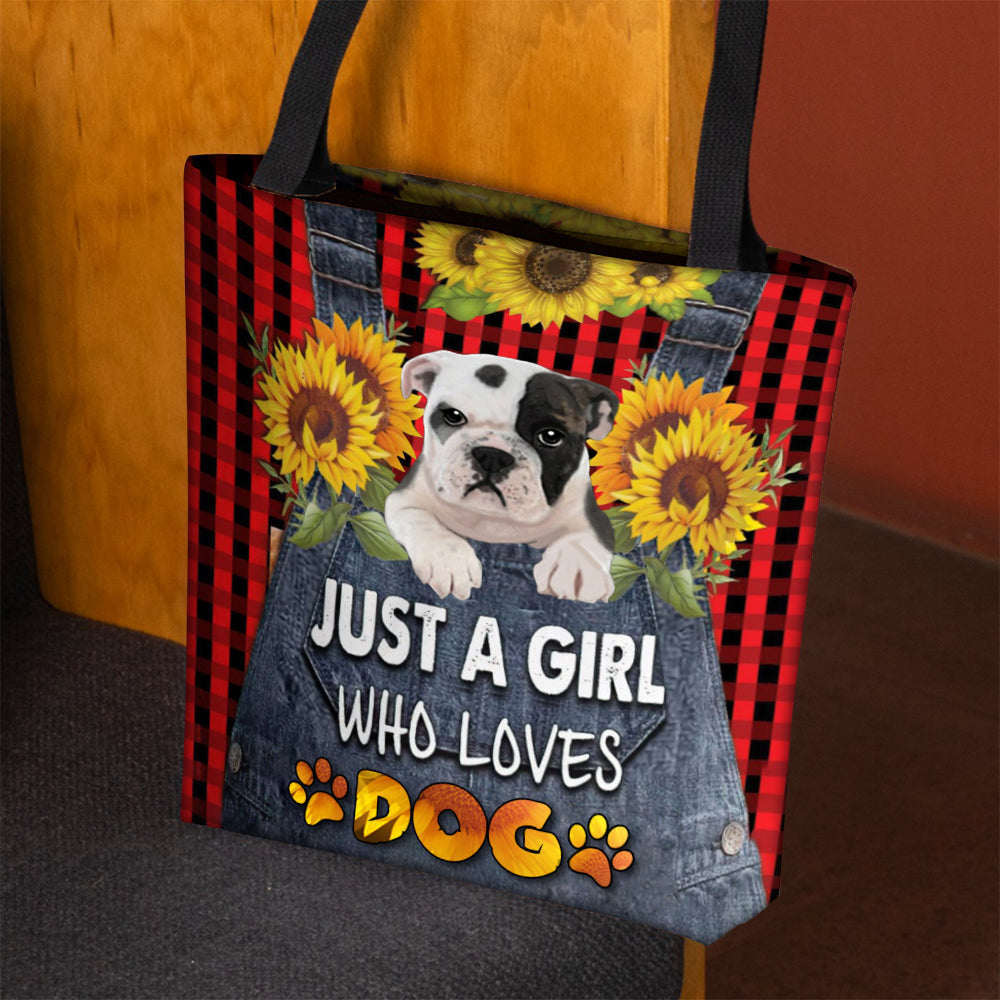 Bulldog_002-Just A Girl Who Loves Dog Tote Bag
