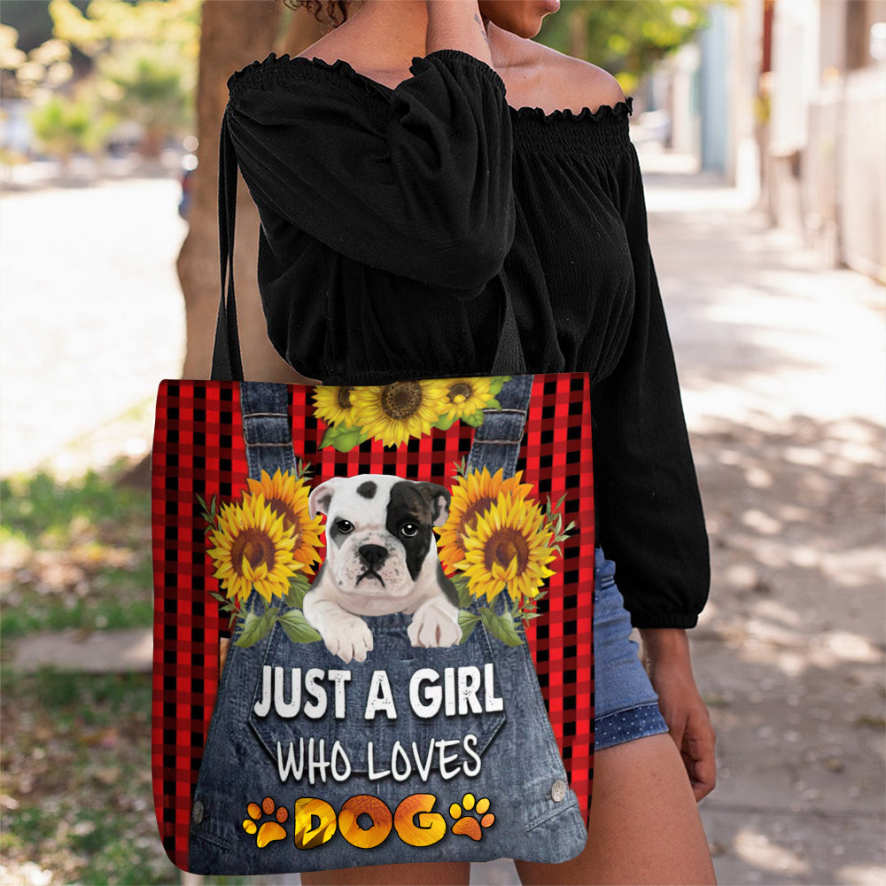 Bulldog_002-Just A Girl Who Loves Dog Tote Bag