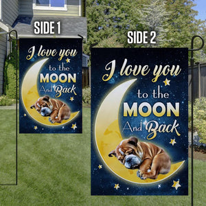 Bulldog I Love You To The Moon And Back Garden Flag