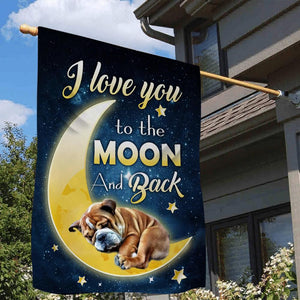 Bulldog I Love You To The Moon And Back Garden Flag