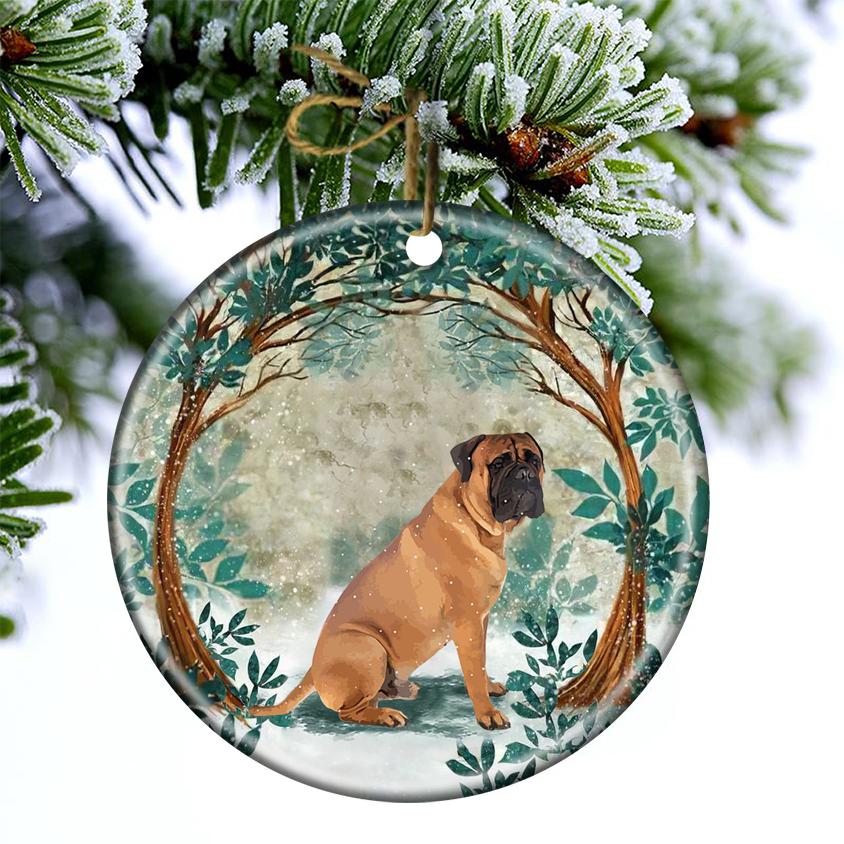 Bullmastiff Among Forest Porcelain/Ceramic Ornament