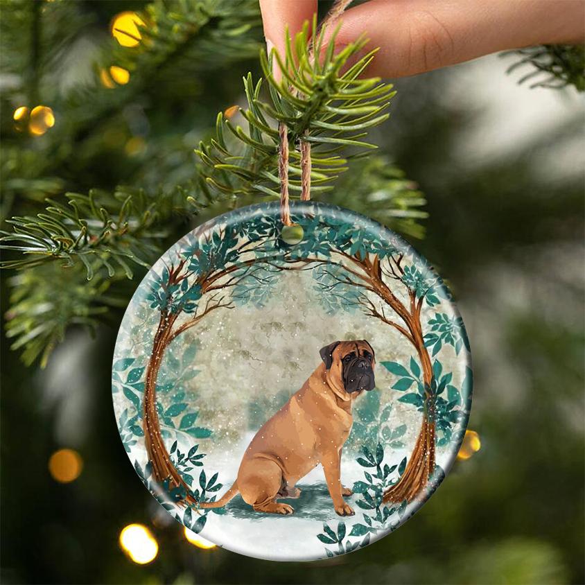 Bullmastiff Among Forest Porcelain/Ceramic Ornament