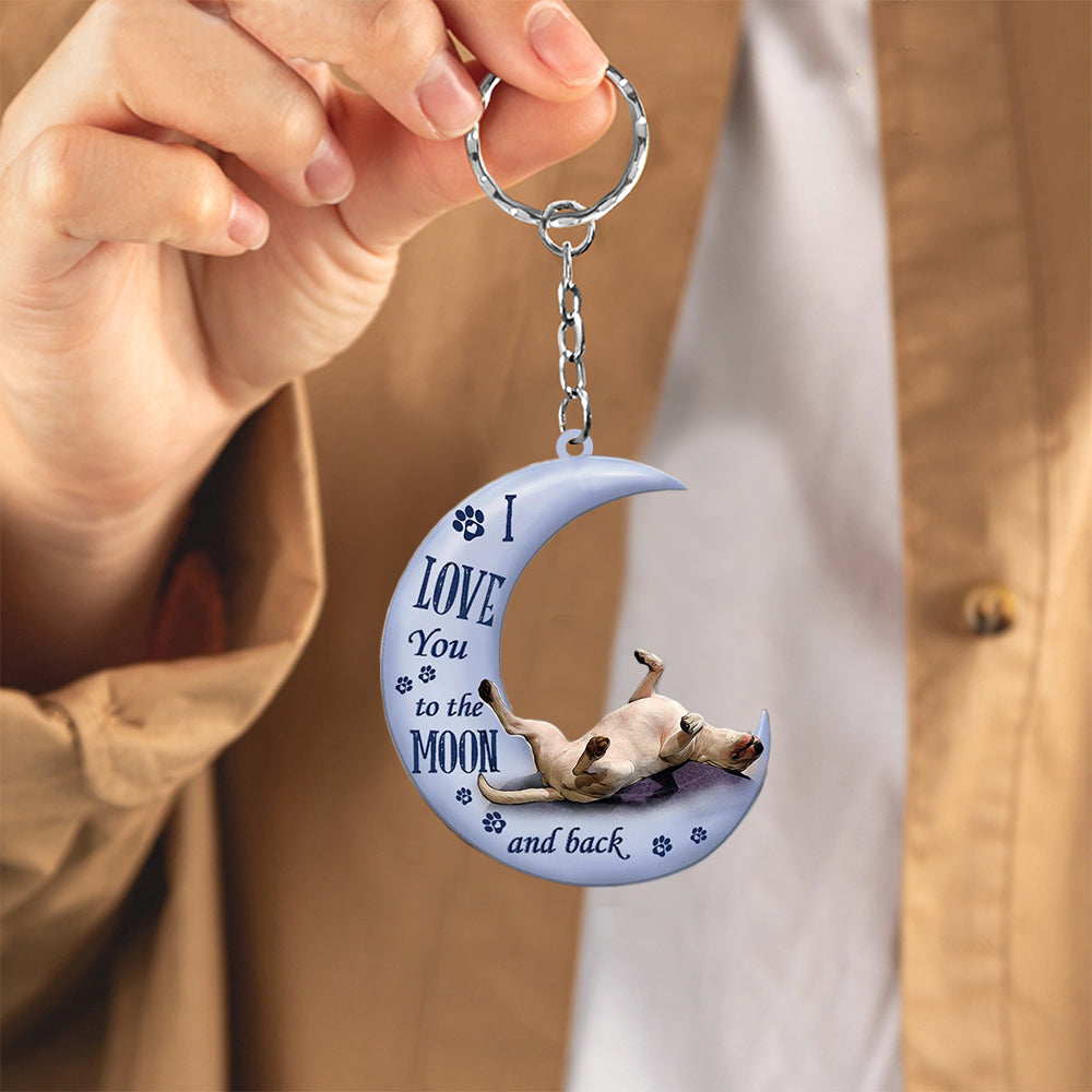 Bull terrier I Love You To The Moon And Back Flat Acrylic Keychain