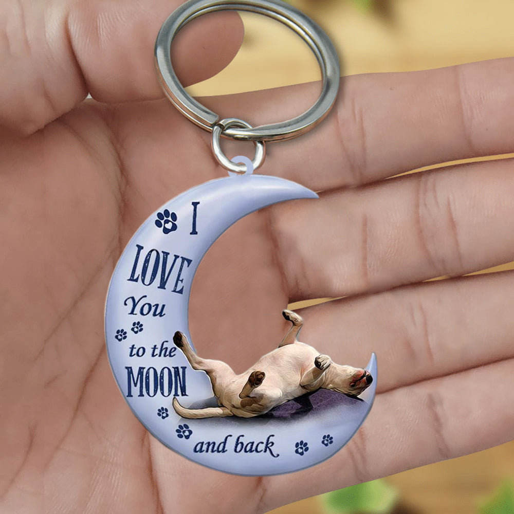 Bull terrier I Love You To The Moon And Back Flat Acrylic Keychain
