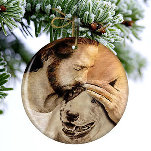 Bull Terrier With Jesus Porcelain/Ceramic Ornament