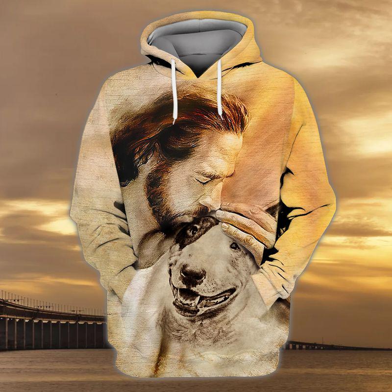 Bull Terrier With God Unisex Hoodie