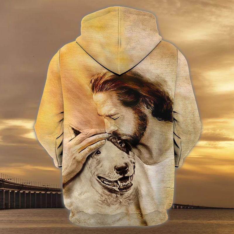 Bull Terrier With God Unisex Hoodie