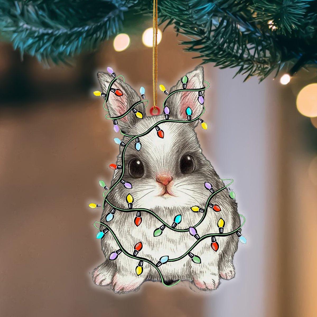 Bunny Christmas Light Hanging Ornament