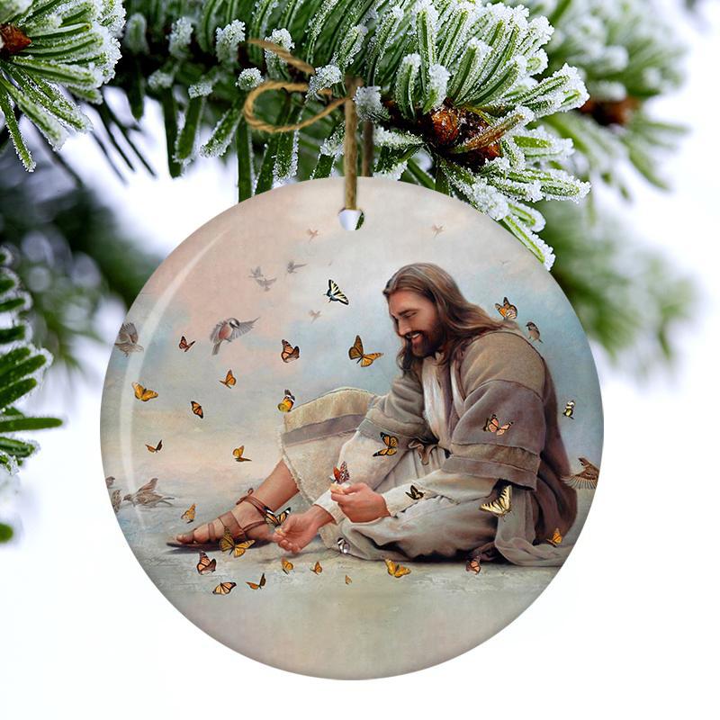 God Surrounded By Butterflies Porcelain/Ceramic Ornament