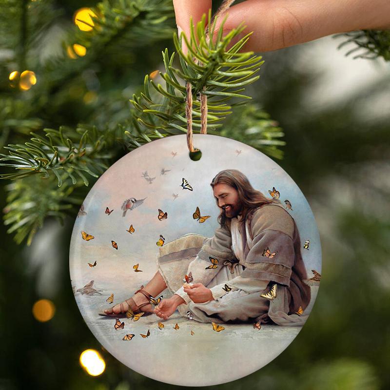 God Surrounded By Butterflies Porcelain/Ceramic Ornament