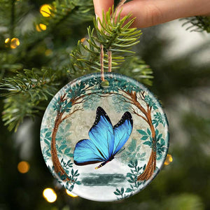 Butterfly Among Forest Porcelain/Ceramic Ornament