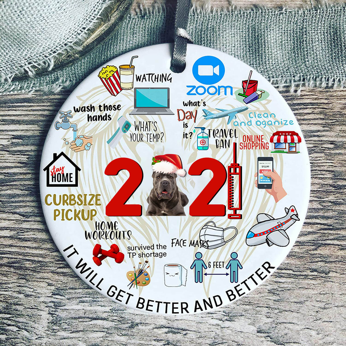 Cane Corso Covid Commemorative Ornament 2021 Christmas Tree Ornaments