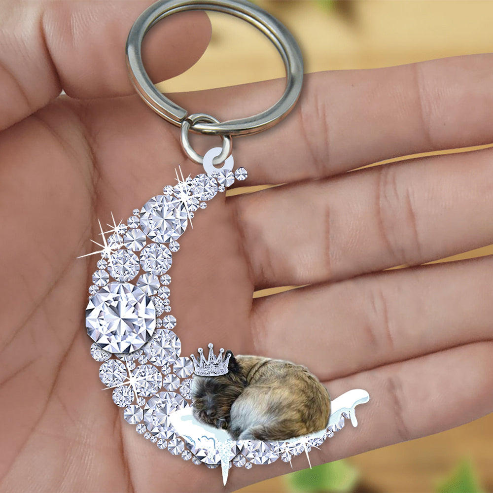 Cairn Terrier Sleeping On A Diamond Moon Acrylic Keychain
