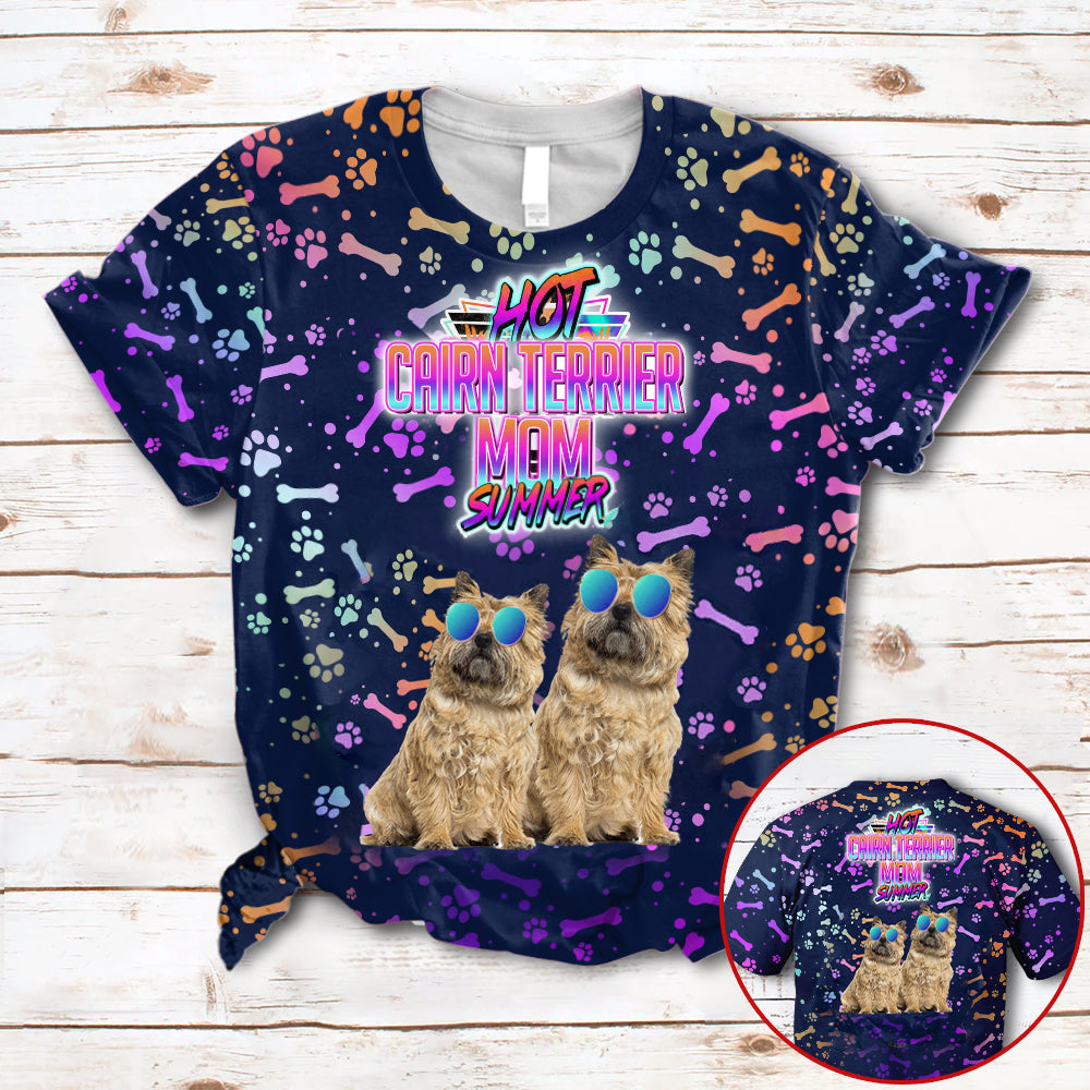 Hot Cairn Terrier Mom Summer Neon Tropical Desing 3D All Over Print T-Shirt