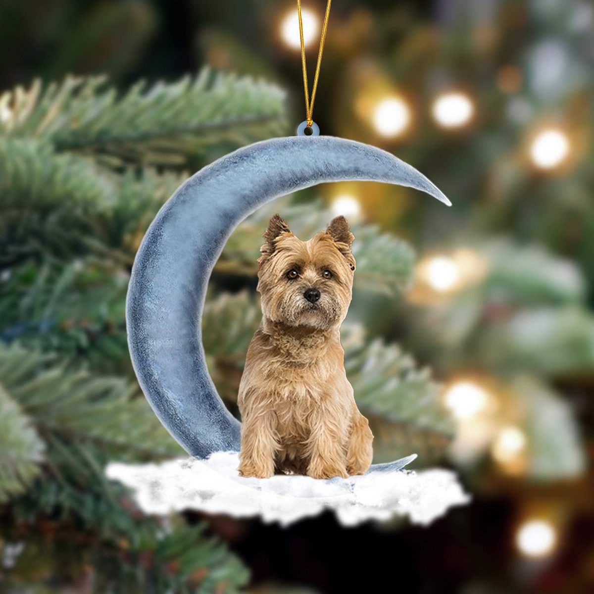 Cairn Terrier Sits On The Moon Hanging Ornament