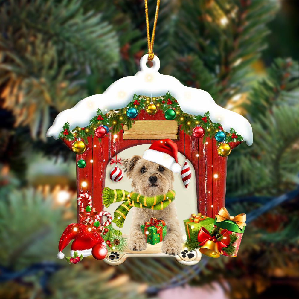 Cairn Terrier In Red Wood House Christmas Ornament