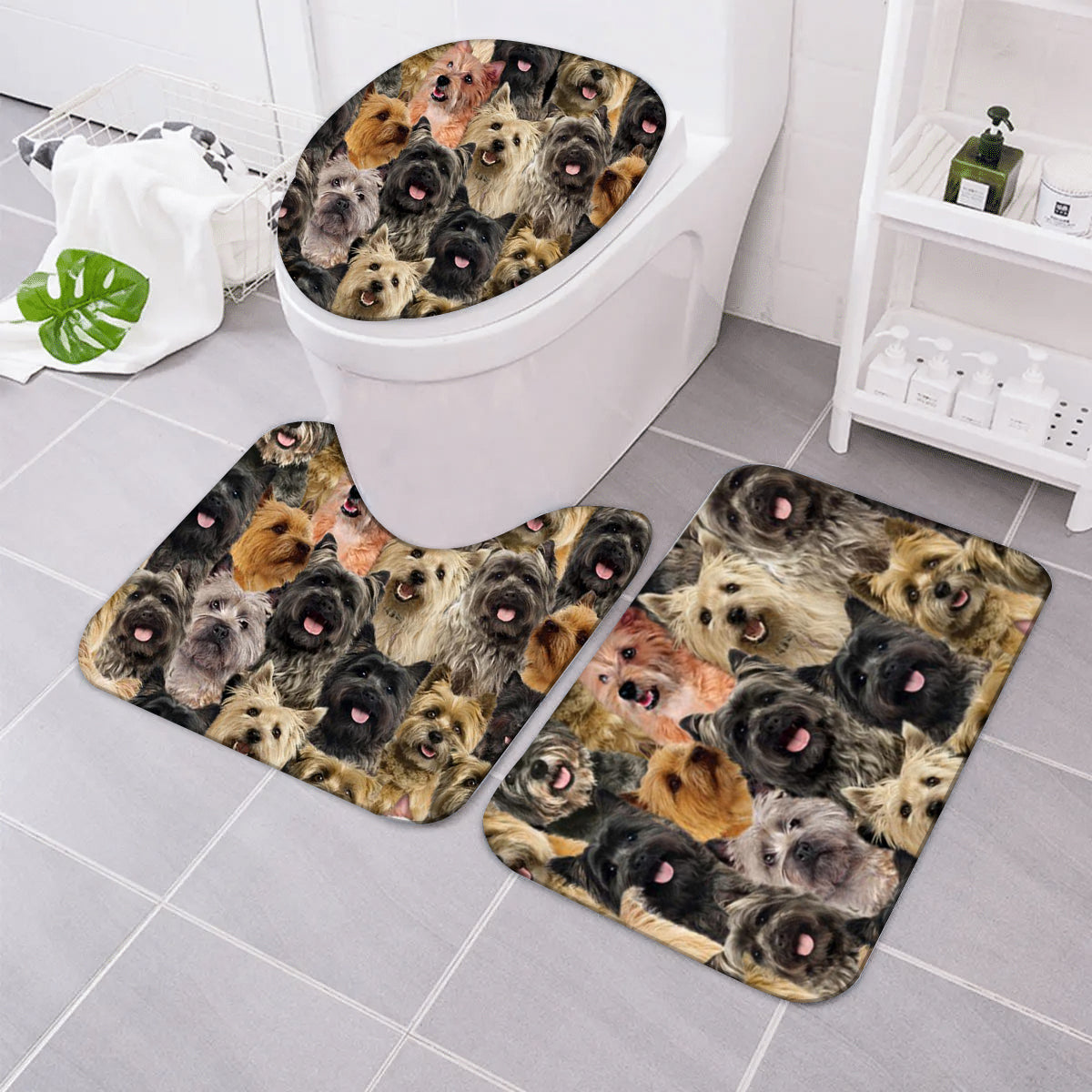 A Bunch Of Cairn Terriers Bathroom Mat Set