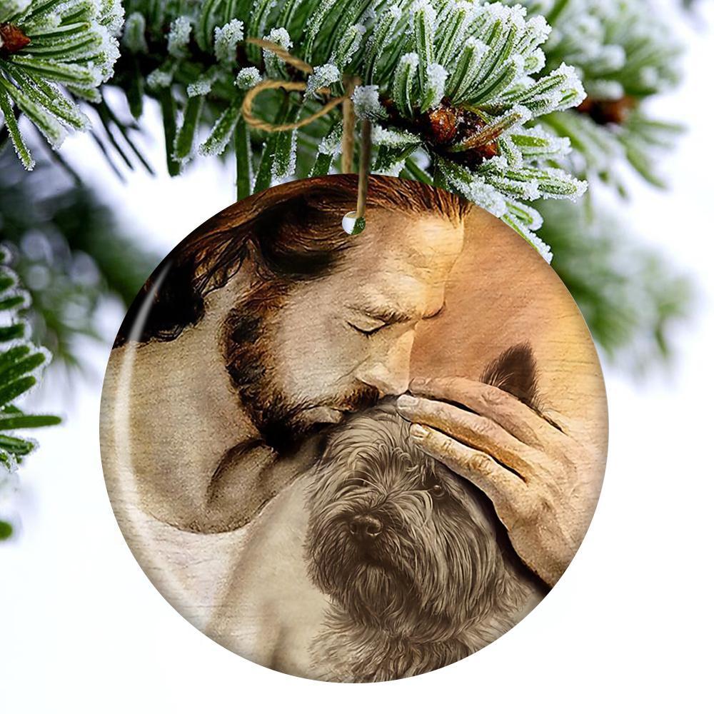 Cairn Terrier With Jesus Porcelain/Ceramic Ornament