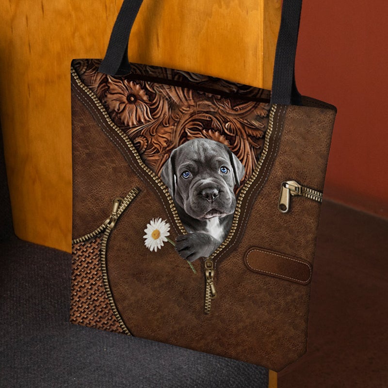 Cane Corso Holding Daisy Tote Bag