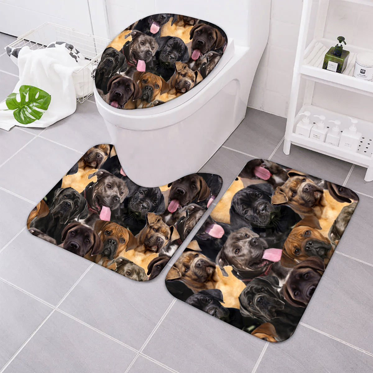 A Bunch Of Cane Corsos Bathroom Mat Set