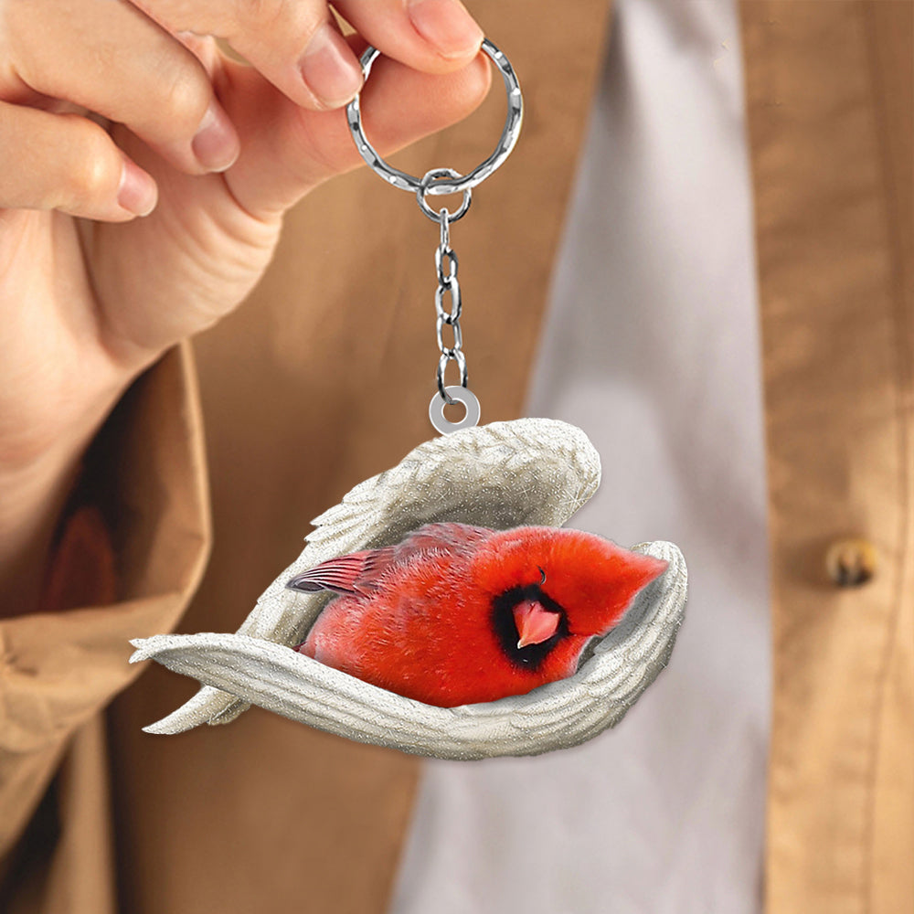 Cardinal Sleeping Angel Acrylic Keychain