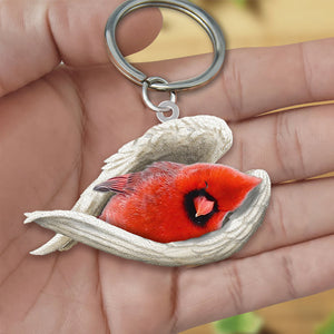 Cardinal Sleeping Angel Acrylic Keychain