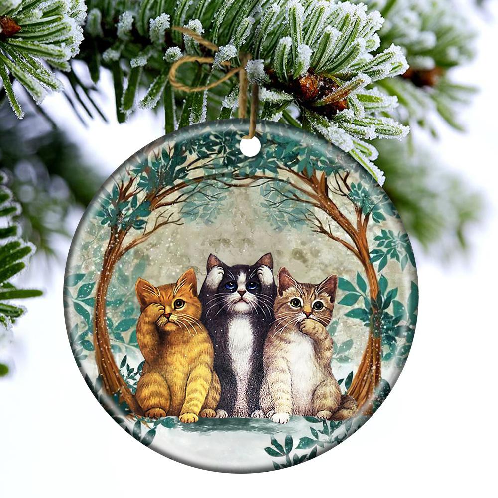 Cats Among Forest Porcelain/Ceramic Ornament