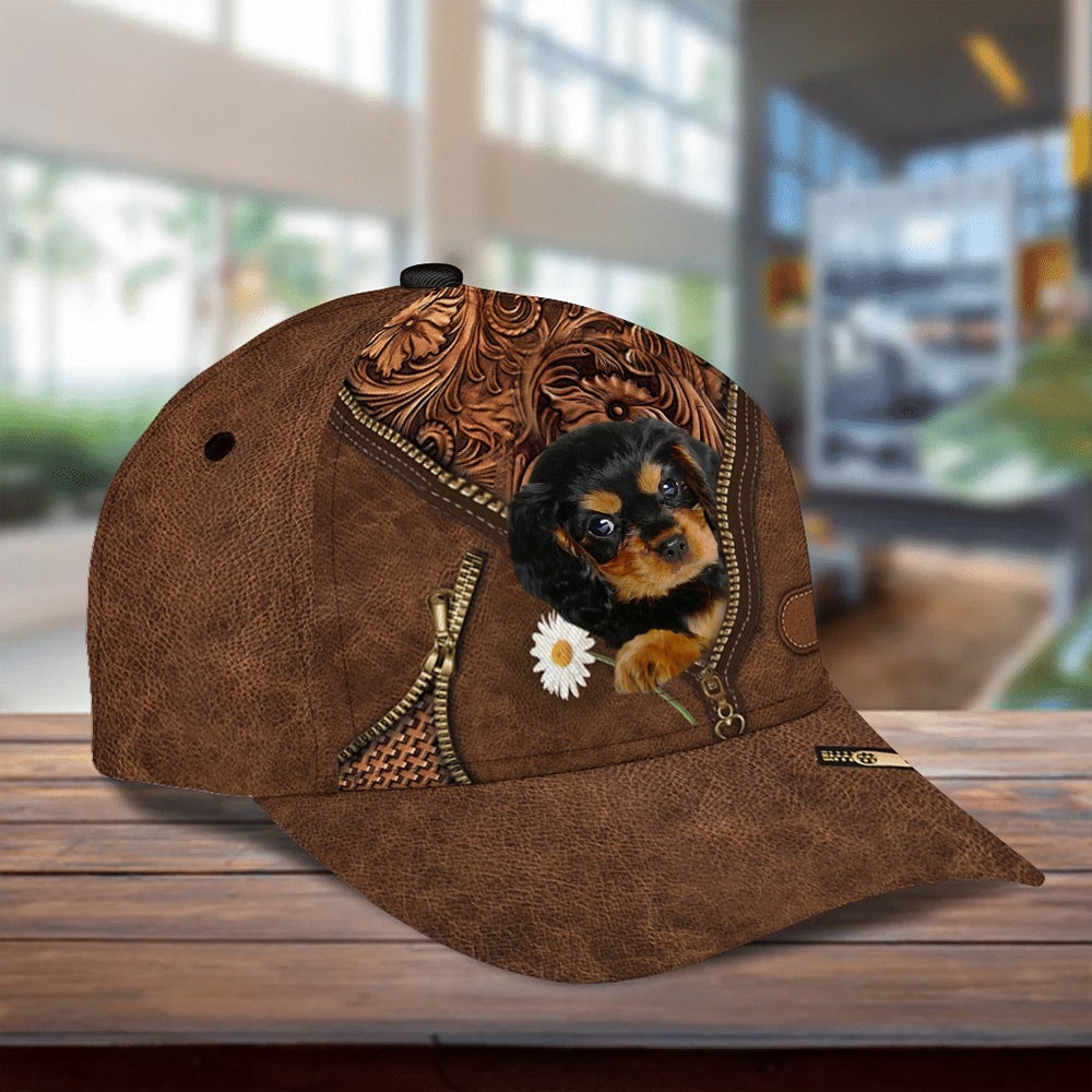 Cavalier King Charles Spaniel Holding Daisy Unisex Cap