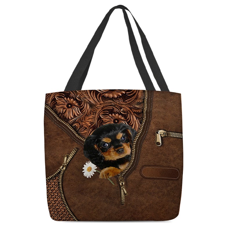 Cavalier King Charles Spaniel Holding Daisy Tote Bag