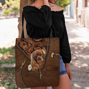 Cavalier King Charles Spaniel 2 Holding Daisy Tote Bag