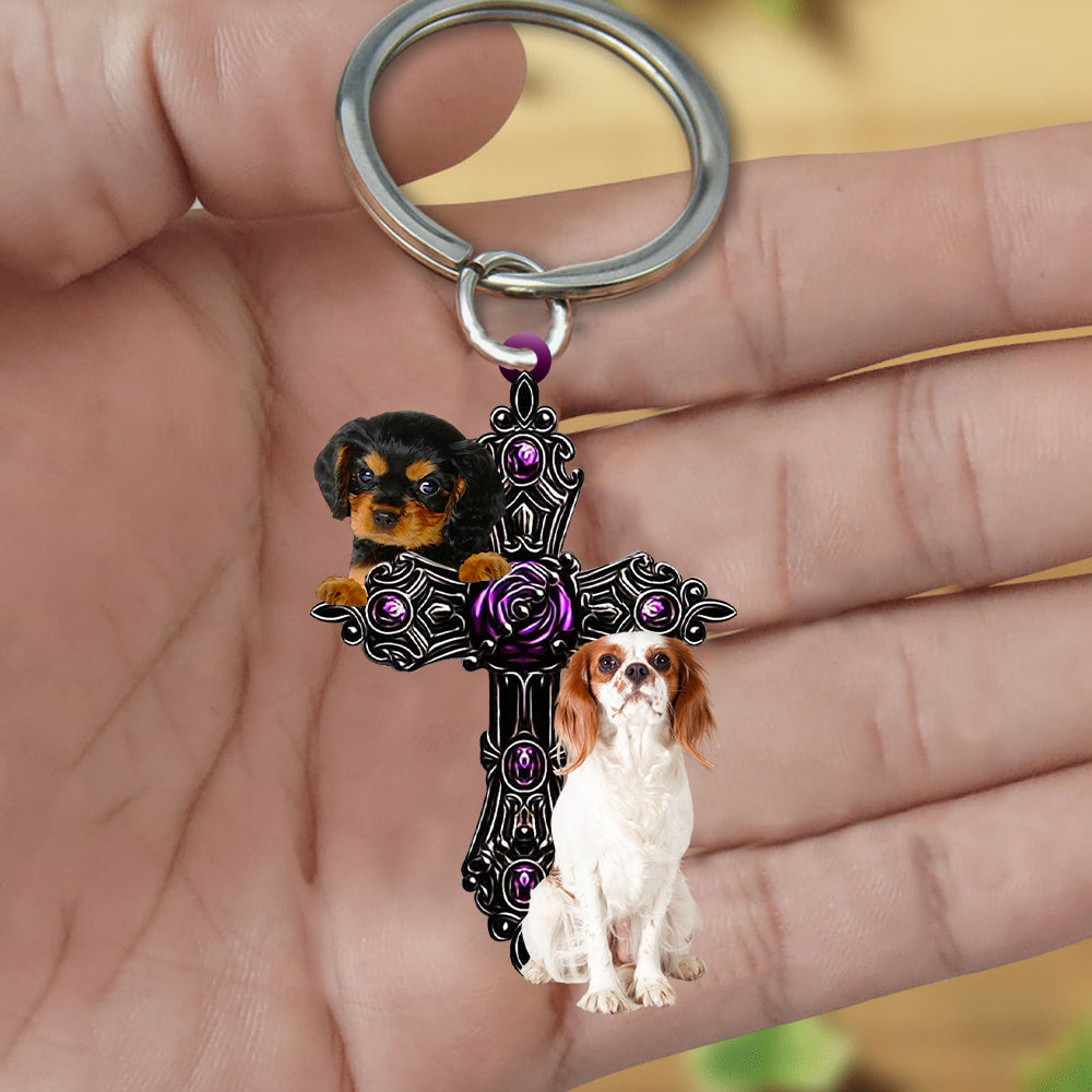 Cavalier King Charles Spaniel Pray For God Acrylic Keychain