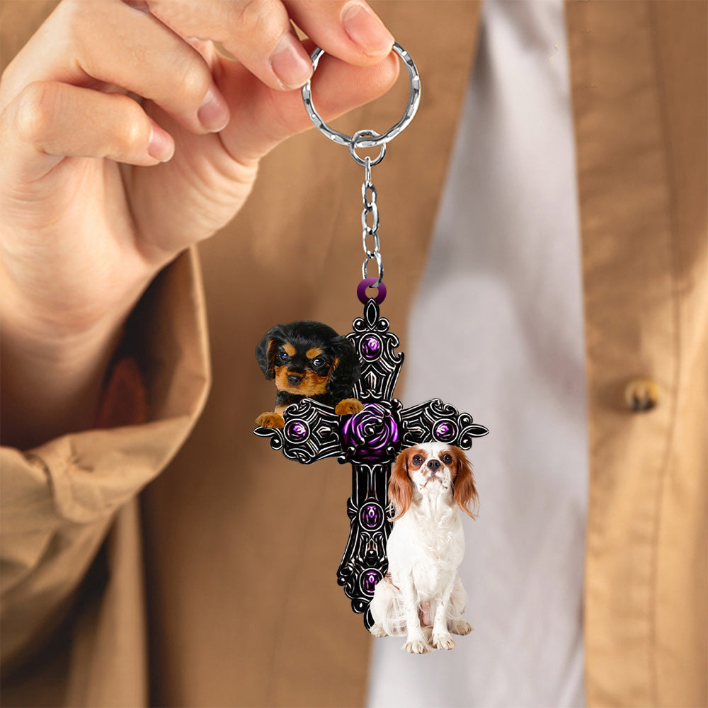 Cavalier King Charles Spaniel Pray For God Acrylic Keychain