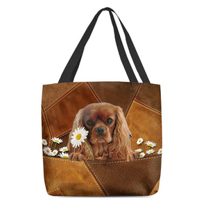Cavalier King Charles Spaniel021 Holding Daisy  All Over Printed Tote Bag