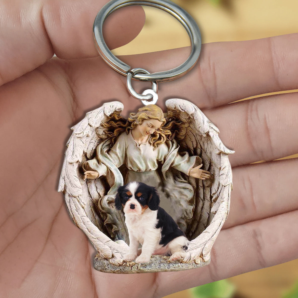 Angel Hug Cavalier King Charles Spaniel06 Acrylic Keychain
