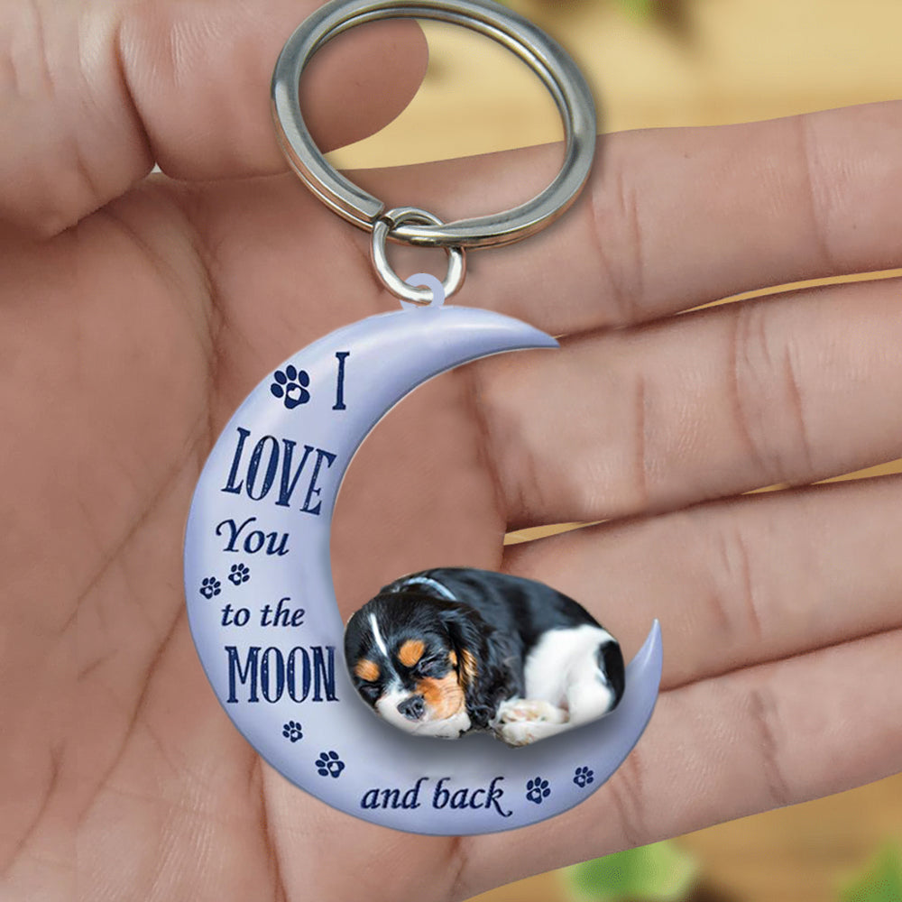 Cavalier King Charles Spaniel1 I Love You To The Moon And Back Flat Acrylic Keychain