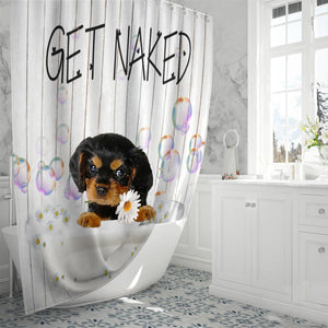 Cavalier King Charles Spaniel 2 Get Naked Daisy Shower Curtain