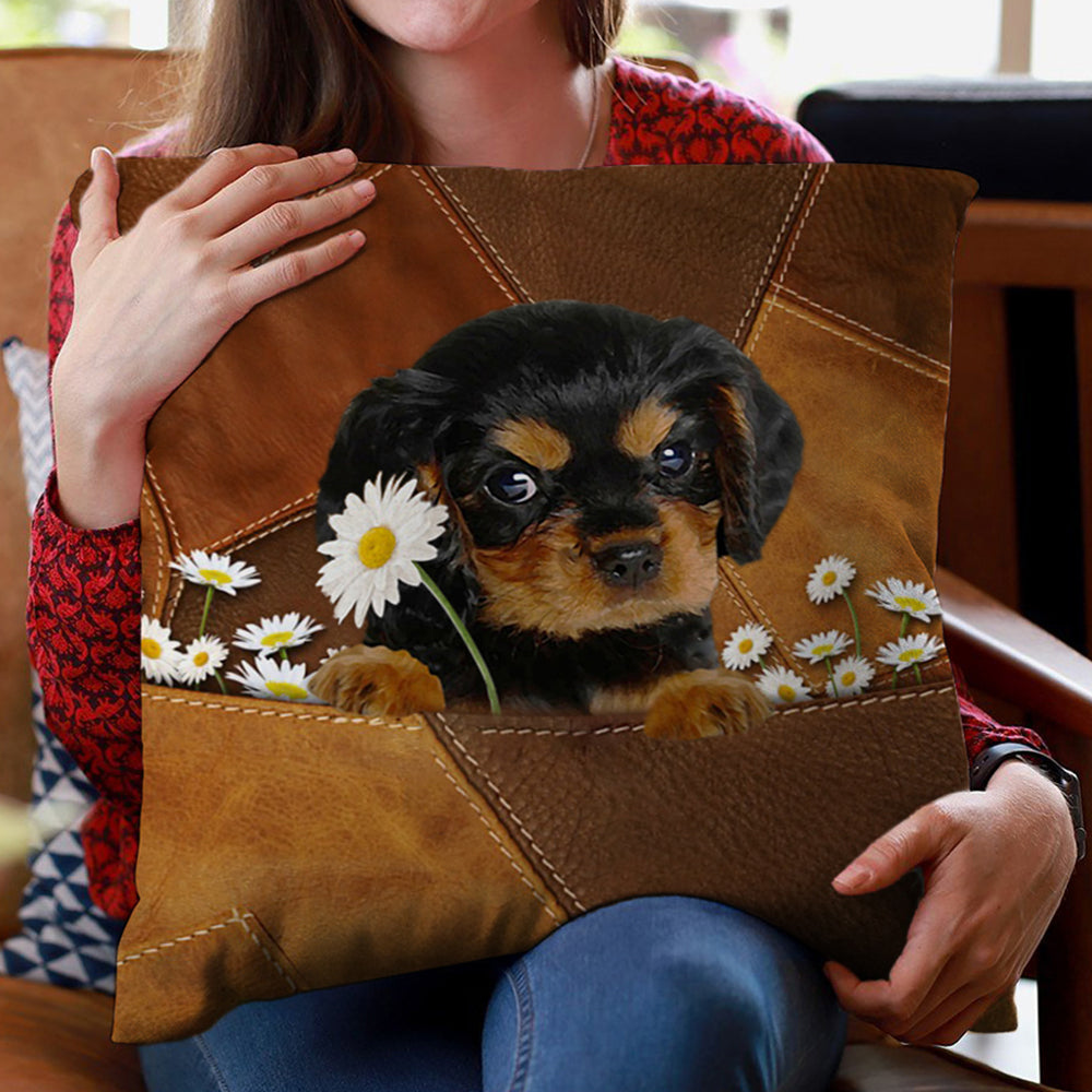 Cavalier King Charles Spaniel 2 Holding Daisy Pillow Case