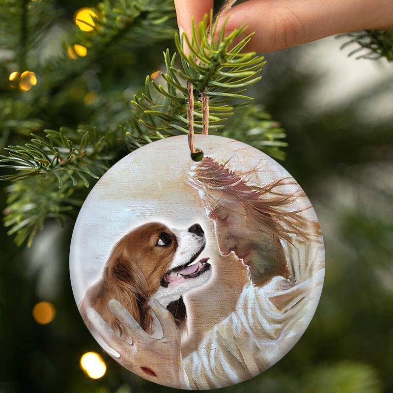 New Release -Cavalier King Charles Spaniel With God Porcelain/Ceramic Ornament
