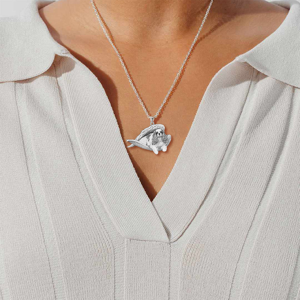 Cavalier King Charles Spaniel  Sleeping Angel Necklace